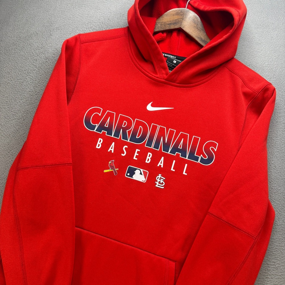 St. Louis Cardinals Nike Dri-FIT Baseball Hoodie Kids Large 14/16 Red Polyester